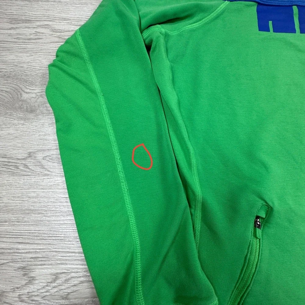 Nike Men's Sweatshirt Dri-FIT Colorblock Green Blue XL Zipper Pockets Pullover‎